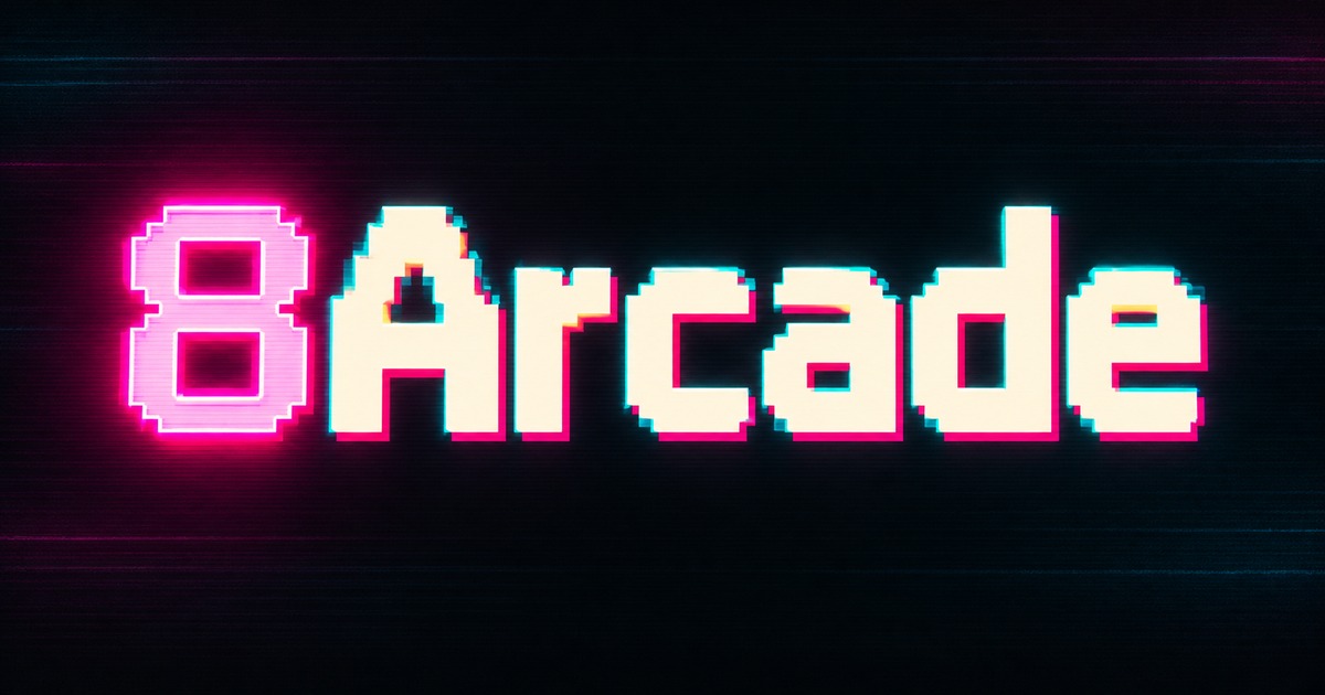 8Arcade wordmark on a dark retro arcade background
